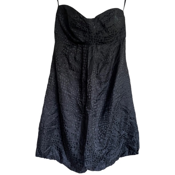 White House Black Market Women's Black Silk Mini Strapless Dress Size 4 - Picture 2 of 9